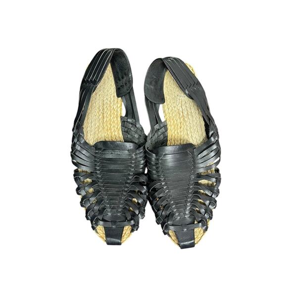 Saint Laurent Men's 45 Black Woven Leather Raffia Espadrilles Sandals EUC - Picture 1 of 5